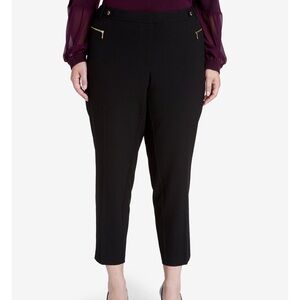 Calvin Klein black pants with gold zipper accents